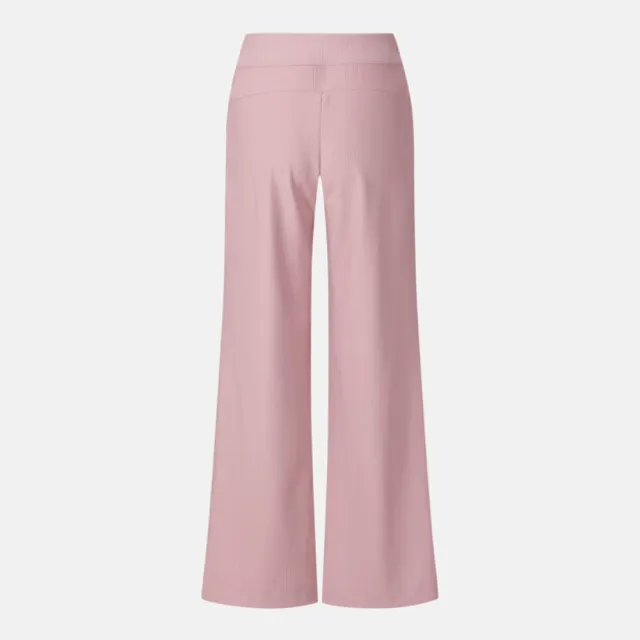 【DESCENTE】長褲 女 運動褲 寬鬆版型 WOMEN RIBBED SEMI-WIDE FLEECE PANTS 粉 SR122PFP13-DPNK