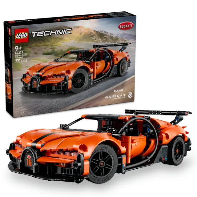 【LEGO 樂高】科技系列 42222 Bugatti Chiron Pur Sport 極致超跑(布加迪跑車 賽車模型 積木 玩具)