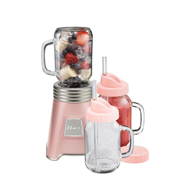 【美國Oster】Ball Mason Jar隨鮮瓶果汁機+隨鮮瓶果汁機替杯x2(一機三杯組)