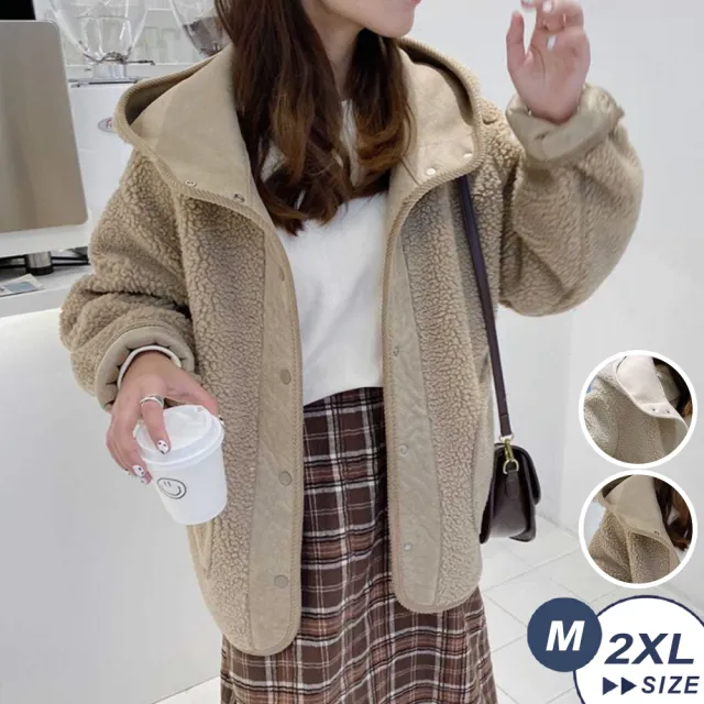 【LANNI 藍尼】★簡約毛毛寬鬆修身連帽長袖外套(長袖外套/連帽外套)