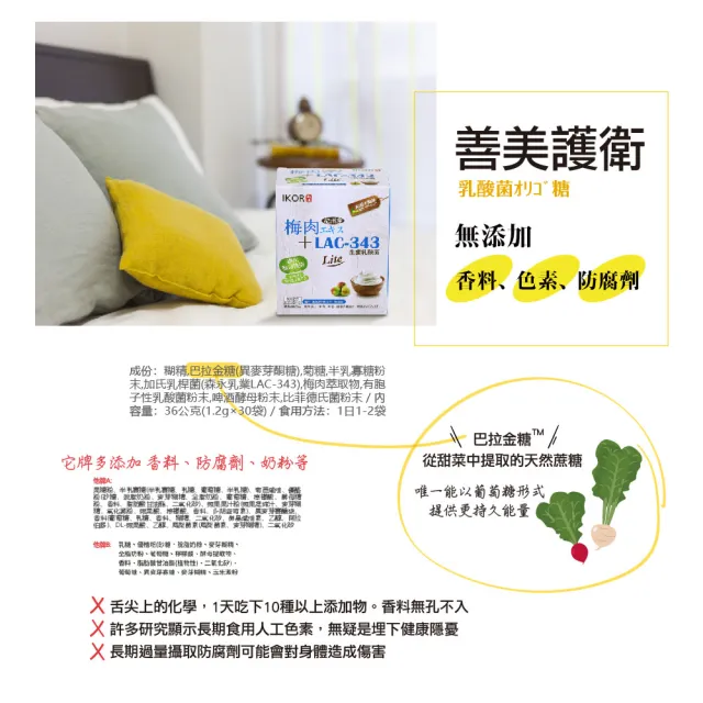 【IKOR】善美護衛梅精益生菌顆粒食品x2盒(30袋/盒 LAC 343+比菲德氏菌 紀州梅精 幫助消化 速效即攻)