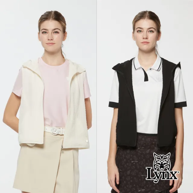 【Lynx Golf】首爾高桿風格!女款泡泡布剪接花草網布連帽背心(二色)