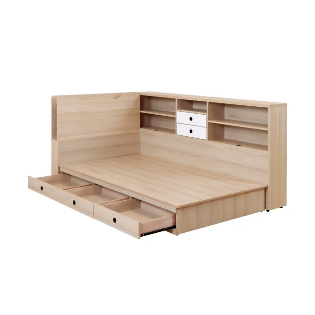【WAKUHOME 瓦酷家具】Molly日系無印風三抽3.5尺床箱型3件組-床箱+床底+床邊櫃-B001-M201+M302+M303