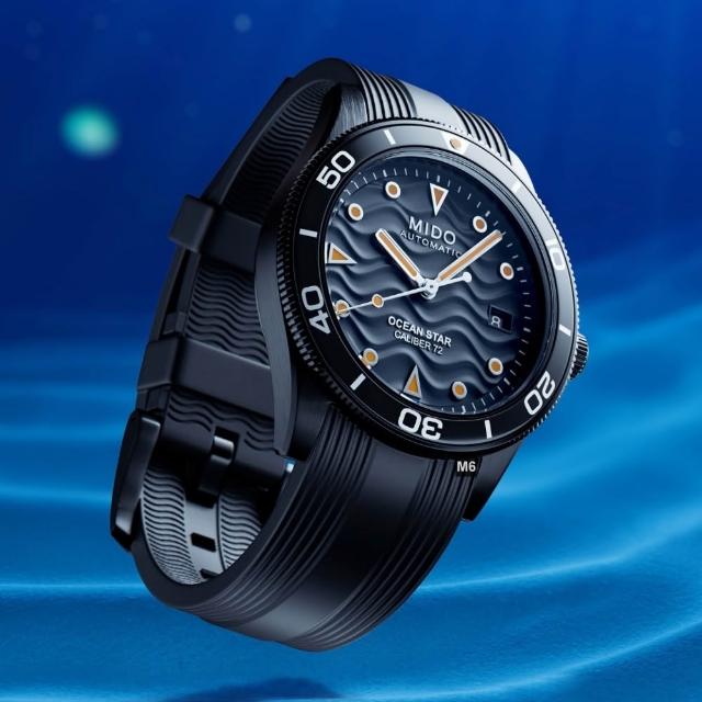 【MIDO 美度】預熱賣款 Ocean Star 39海洋之星39㎜波紋PVD黑膠錶帶 M6(M026.907.37.051.00)