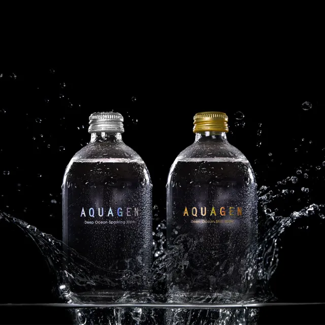 【AQUAGEN】無糖零熱量 海洋深層氣泡水/氣泡飲 330mlx24入/箱購(補充礦物質/香檳口感/質感黑箱)