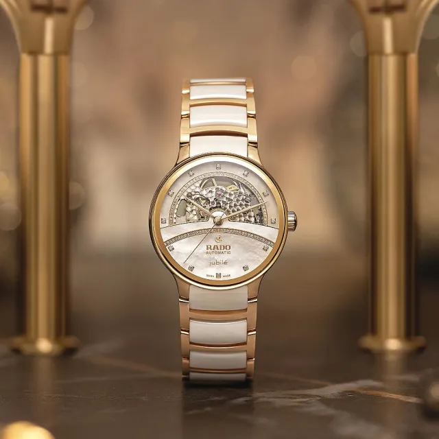 【Rado 雷達表】限定款 Centrix晶萃鏤空機械 白陶瓷98顆真鑽鵲橋35㎜ R01(R30029932)
