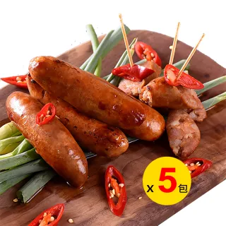 【卜蜂】台式蒜味豬肉香腸 超值5包組(300g/7條/包_家常料理.宴客.露營燒烤.節慶首選)