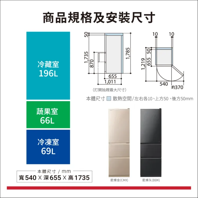 HITACHI 日立】331L一級能效變頻三門右開冰箱(RV36C-CMX) - momo購物網