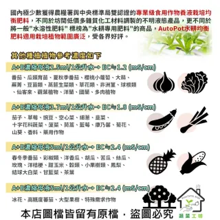 【蔬菜工坊】專業級AutoPot水耕均衡肥料 澳洲原裝進口高純度AB劑粉狀水耕肥料 星芝牌水耕植物營養均衡肥料