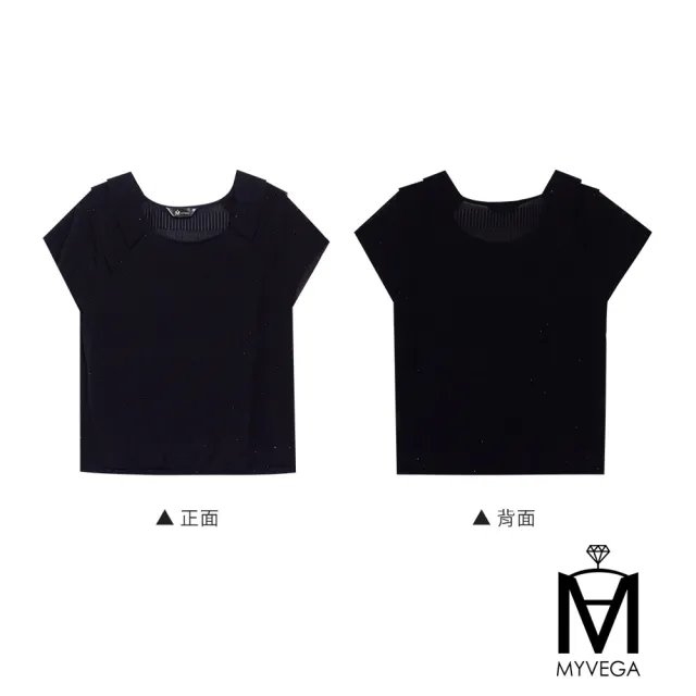 【MYVEGA 麥雪爾】MA壓褶層次彈力上衣-黑