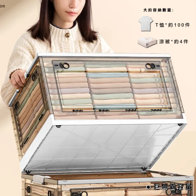 【ONE HOUSE】100L五開門大容量巨無霸折疊收納箱 4入(收納箱/置物櫃/置物箱/收納櫃)