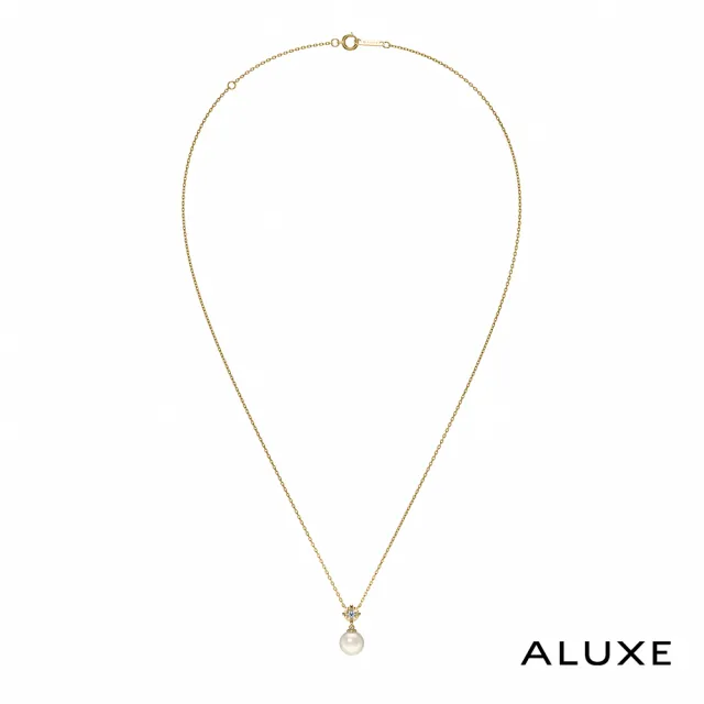 【ALUXE 亞立詩】天然淡水珍珠 7-7.5mm 10K金 珍珠單鑽項鍊(珍愛系列 Be charming NN0219)