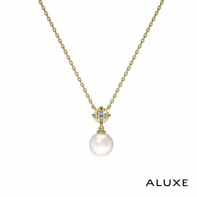 【ALUXE 亞立詩】天然淡水珍珠 7-7.5mm 10K金 珍珠單鑽項鍊(珍愛系列 Be charming NN0219)