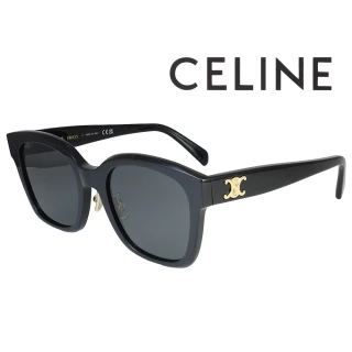 【CELINE】亞洲版 時尚凱旋門方框太陽眼鏡 CL40222F 01A 黑框深灰鏡片 公司貨(贈貝殼眼鏡鍊)