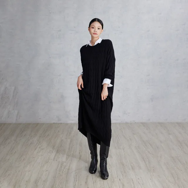 【giordano ladies】25FW 麻花落肩剪裁連衣裙(02465543)