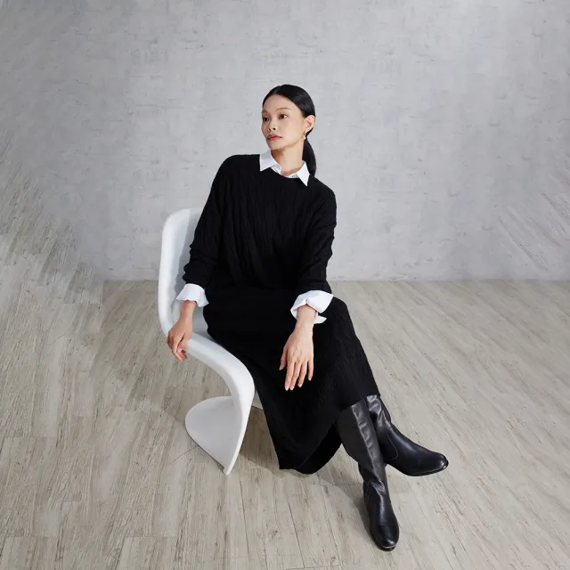 【giordano ladies】25FW 麻花落肩剪裁連衣裙(02465543)