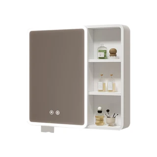 Josie 80cm智能鏡櫃/燈光/除霧+美妝架 分類收納 浴室櫃 衛浴化妝鏡 收納鏡櫃 太空鋁浴室鏡櫃儲物櫃