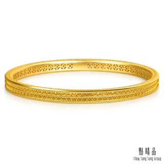 【點睛品】鏤空水波紋 黃金手鐲_計價黃金(07)