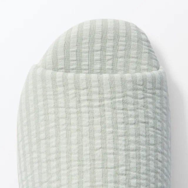 【MUJI 無印良品】凹凸織前開拖鞋(藍色/淺綠)