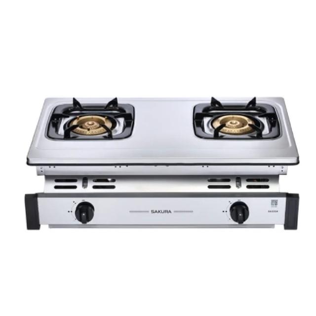 SAKURA櫻花牌 G-6320 SAKURA 櫻花牌 G-6320 雙口瓦斯爐,採用臺灣製造不鏽鋼爐臺與傳統外擴火焰爐頭,提供穩定高效加熱,壓電式自動點火方便使用。挖孔尺寸 670 × 325 mm,機體尺寸 705 × 450 × 235 mm (含爐架),瓦斯消耗量 9~10 kW,能源效率第二級,適用天然瓦斯,BSMI 許可字號 R51085,保固 1 年,標準安裝,適合現代廚房,提升烹飪效率與安全。