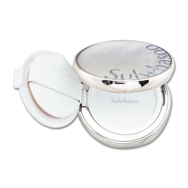 Sulwhasoo雪花秀完美珍珠光精華氣墊，專櫃級保養氣墊，SPF50以上防曬係數，輕盈遮瑕同時提亮膚色，適合一般膚色、白皙膚色及健康膚色使用，打造自然透亮肌。