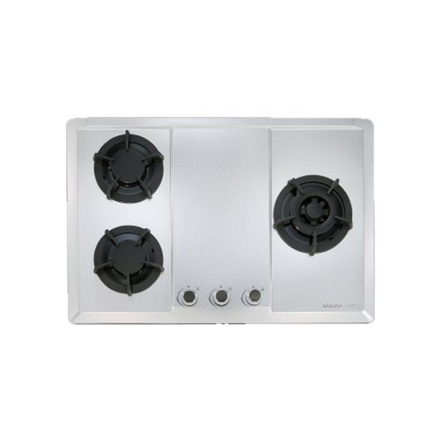 【SAKURA 櫻花】三口大面板不鏽鋼易清檯面爐G2633S(原廠安裝)