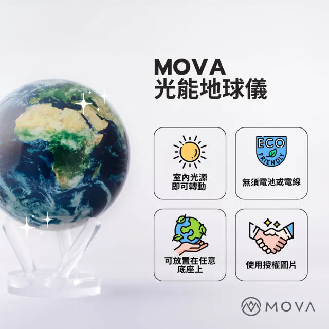 【MOVA】光能地球儀 - 雲端衛星視圖Earth with Clouds 旗艦款 8.5吋(居家擺設 精緻送禮 轉運 紀念日 生日)
