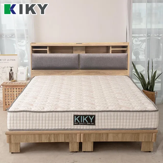 【KIKY】伽羅夜燈插座收納二件組雙人5尺(床頭片+高腳六分床底)