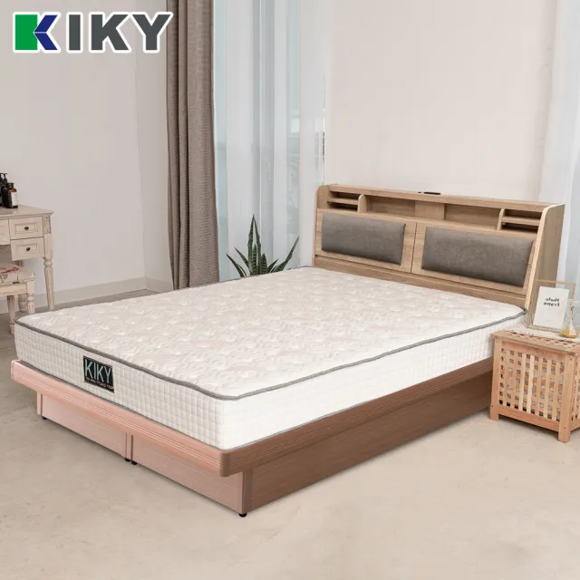 【KIKY】伽羅夜燈插座收納二件組雙人5尺(床頭片+掀床底)