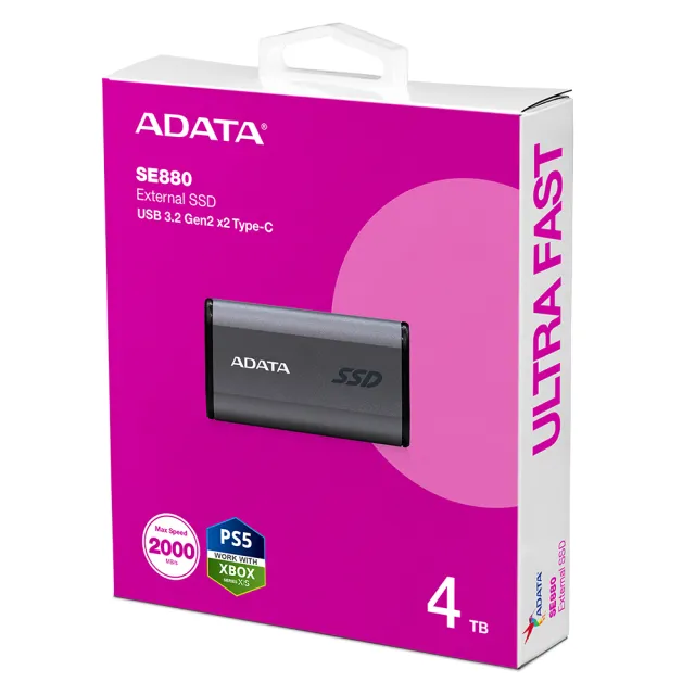 【ADATA 威剛】Elite SE880 2TB 外接式固態硬碟 鈦灰