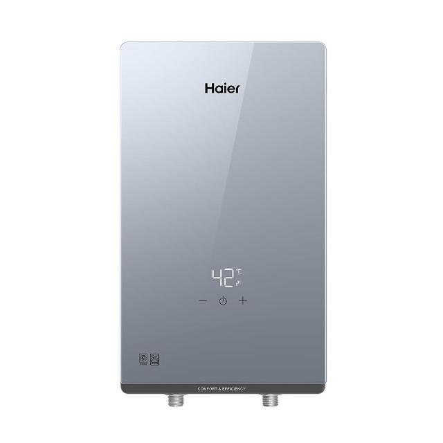 Haier 海爾 HR-EI65ZE1 電熱水器，採用電能式排氣與電熱管加熱設計，提供數位恆溫控制，確保熱水供應穩定。尺寸僅 270x77x478 mm，適合小空間安裝。支援 220V 電壓，BSMI 認證 T3C628，能源效率可靠，1 年保固安心使用。完美解決居家熱水需求，安全高效。