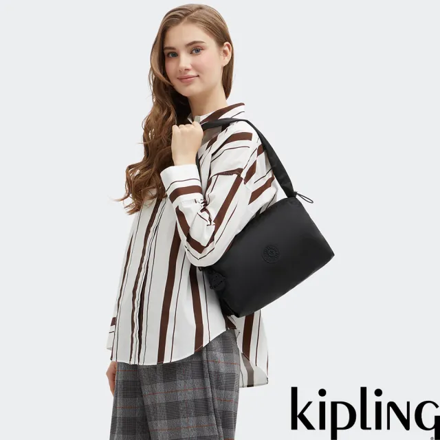【KIPLING】『拉拉包』質感黑色輕盈手提肩背包-ELENI M