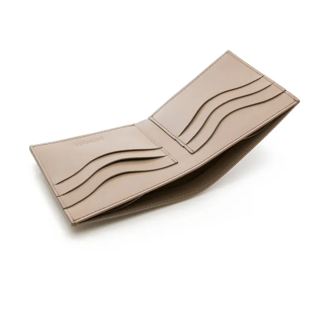 【uniarts】歐系真皮中性簡約6卡短夾(杏色/男夾)
