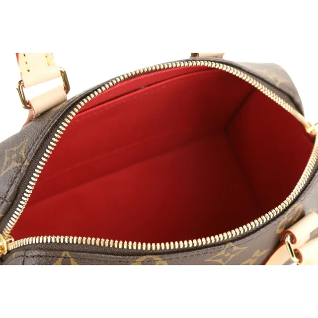 【Louis Vuitton 路易威登】M46222 Speedy Bandouliere 20 字母編織背帶經典帆布波士頓包(米棕)
