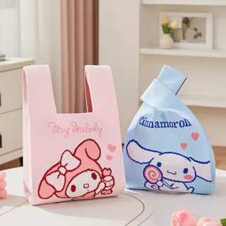 【SANRIO 三麗鷗】大耳狗美樂蒂凱蒂貓針織手提袋手提包