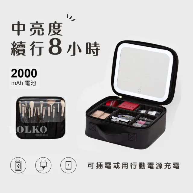 【KOLKO 克魯克家居】雙11 LED帶鏡旅行化妝包 化妝品收納 帶燈化妝包 大容量化妝包 手提化妝包