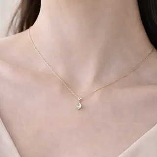 【鉅曜】38女王節 18K金 IGI 1克拉 露滴垂墜水滴鑽石項鏈(培育鑽石 鑽石 真鑽)