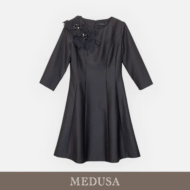 【MEDUSA 曼度莎】現貨-立體蕾絲花卉剪接小禮服（M-XL）｜小禮服 媽媽禮服 婚宴禮服（705-72806）
