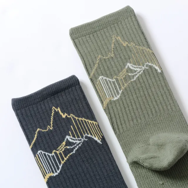 【FOOTER】山巒高筒登山襪(T203M-灰綠)