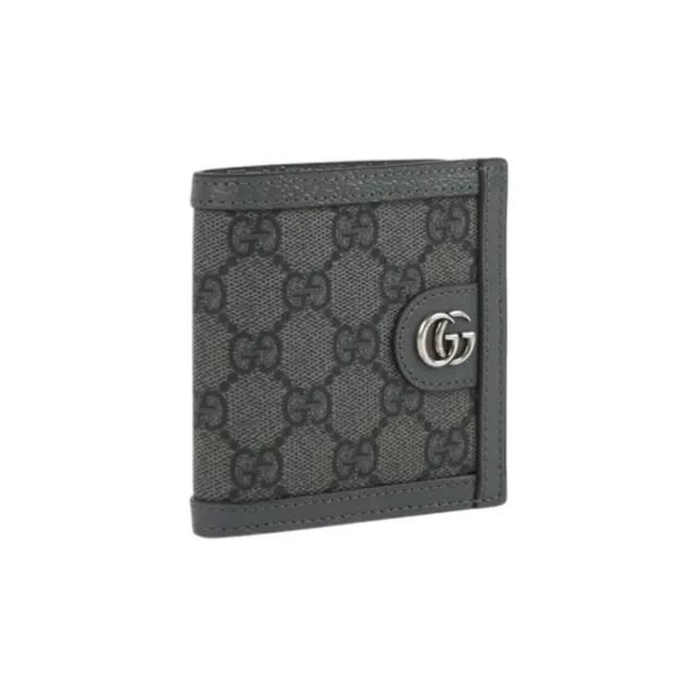 【GUCCI 古馳】Ophidia GG Supreme 短版對開6卡短夾(灰色)