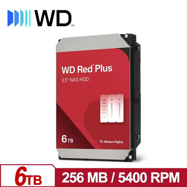 【Western Digital】紅標 Plus 6TB 3.5吋 5400轉 256MB NAS 內接硬碟(WD60EFPX)