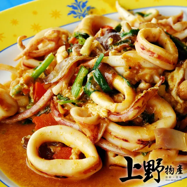 【上野物產】4包 頂級 帶皮魷魚圈(500g)