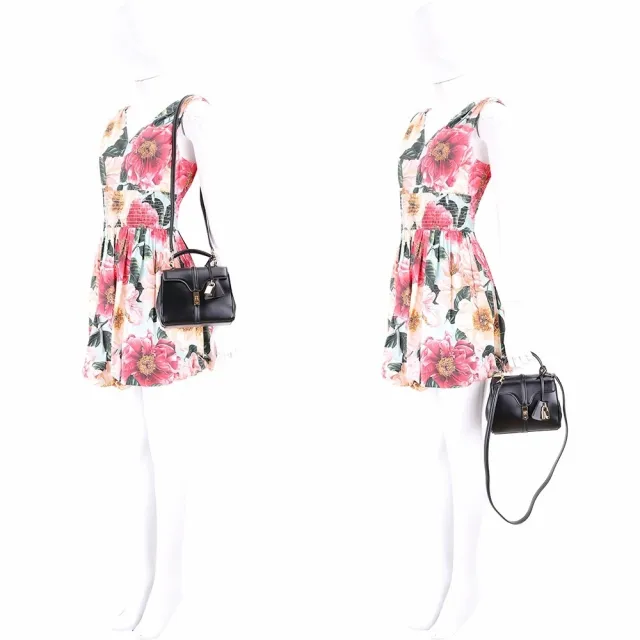 【CELINE】賽琳 MINI 16 小牛皮手提 肩背包-黝黑色(手提包 斜背包 肩背包)