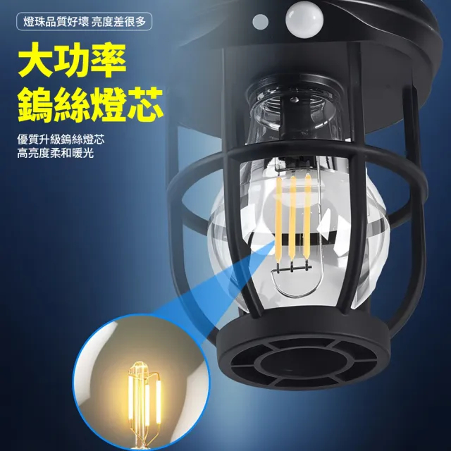 媽媽咪呀 2入 三合一鎢絲太陽能感應燈 智慧光控三段可調 戶外燈(插地燈 露營燈 壁燈 吊燈)