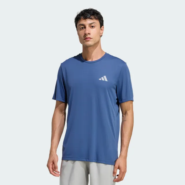 【adidas 愛迪達】Run Ess Tee 男 T恤 運動上衣 休閒短袖 藍 亞版(KB5959)