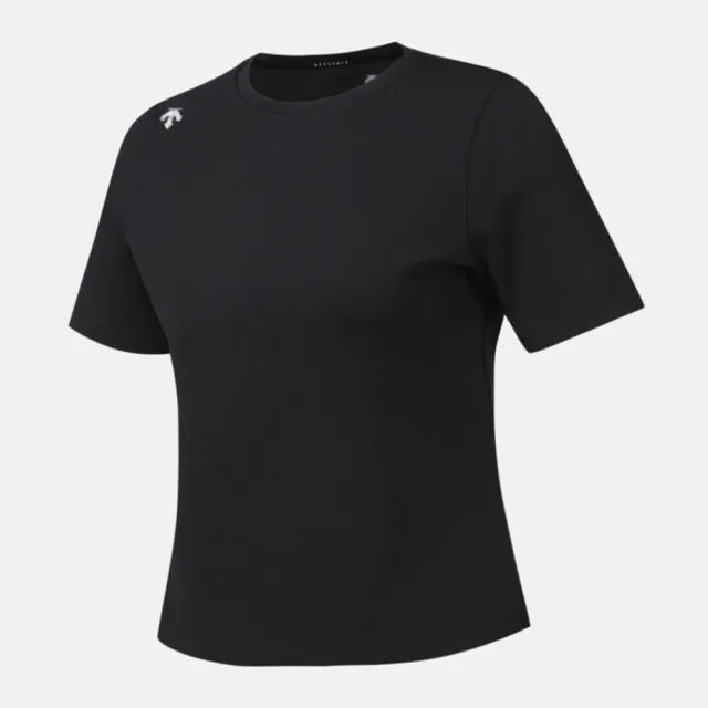 【DESCENTE】短袖上衣 女 快排 WOMENS RIBBED SHORT SLEEVE T-SHIRT 黑 SQ322PTS74-BLK0