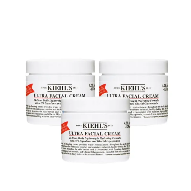 【Kiehl’s 契爾氏】冰河醣蛋白保濕霜 125ml 3入組 (限量囤貨組/國際航空版)
