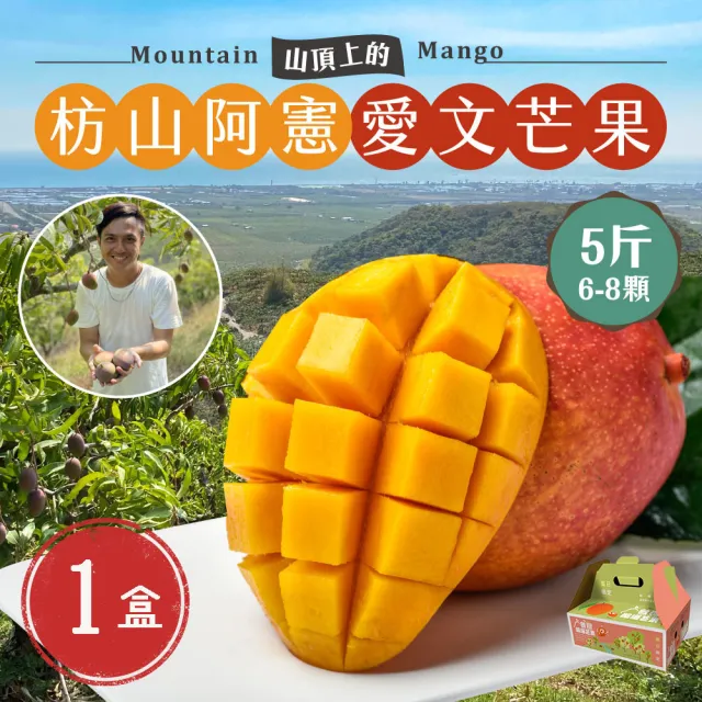 【初品果】枋山阿憲愛文芒果禮盒5斤6-8顆x1盒(大果_屏東青農楊忠憲_山頂上的愛文芒果_禮盒)