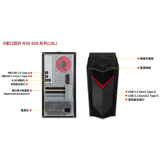 【Acer 宏碁】i5 RTX5060電競電腦(N50-656/i5-14400F/16GB/1TB/RTX5060/W11)