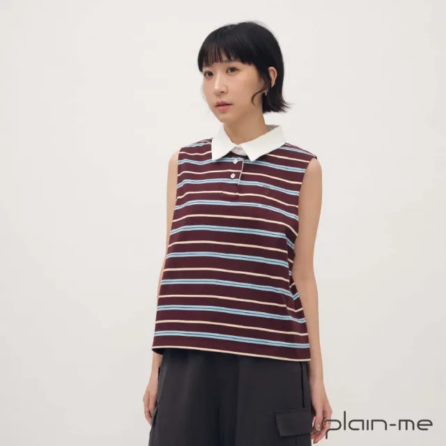 【plain-me】SAAKO 背心 女生背心 女上衣 條紋背心 橄欖球背心_SAA0122-261